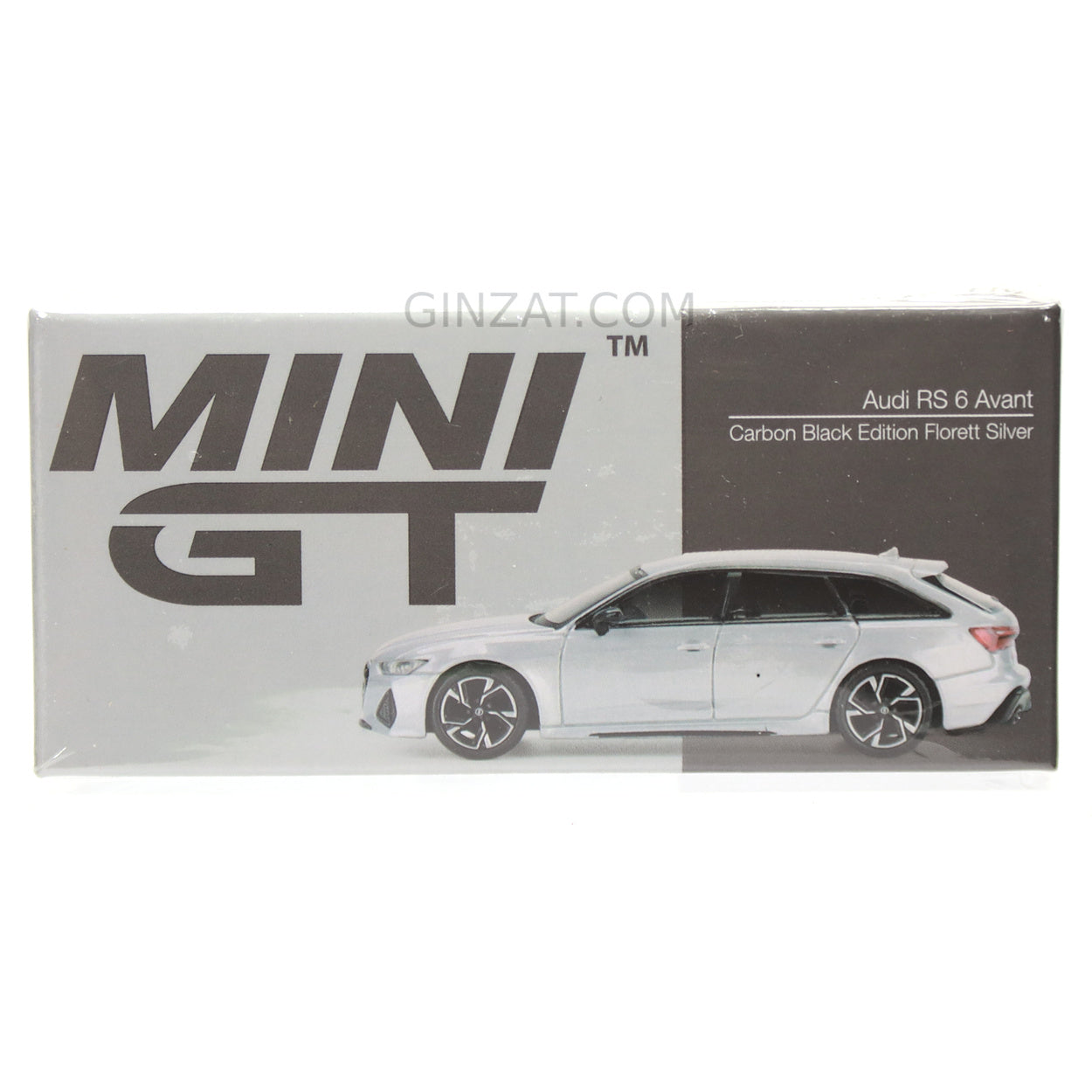 AUDI RS 6 Avant Carbon Black Edition Florett Silver, Mini GT No.372 diecast model car