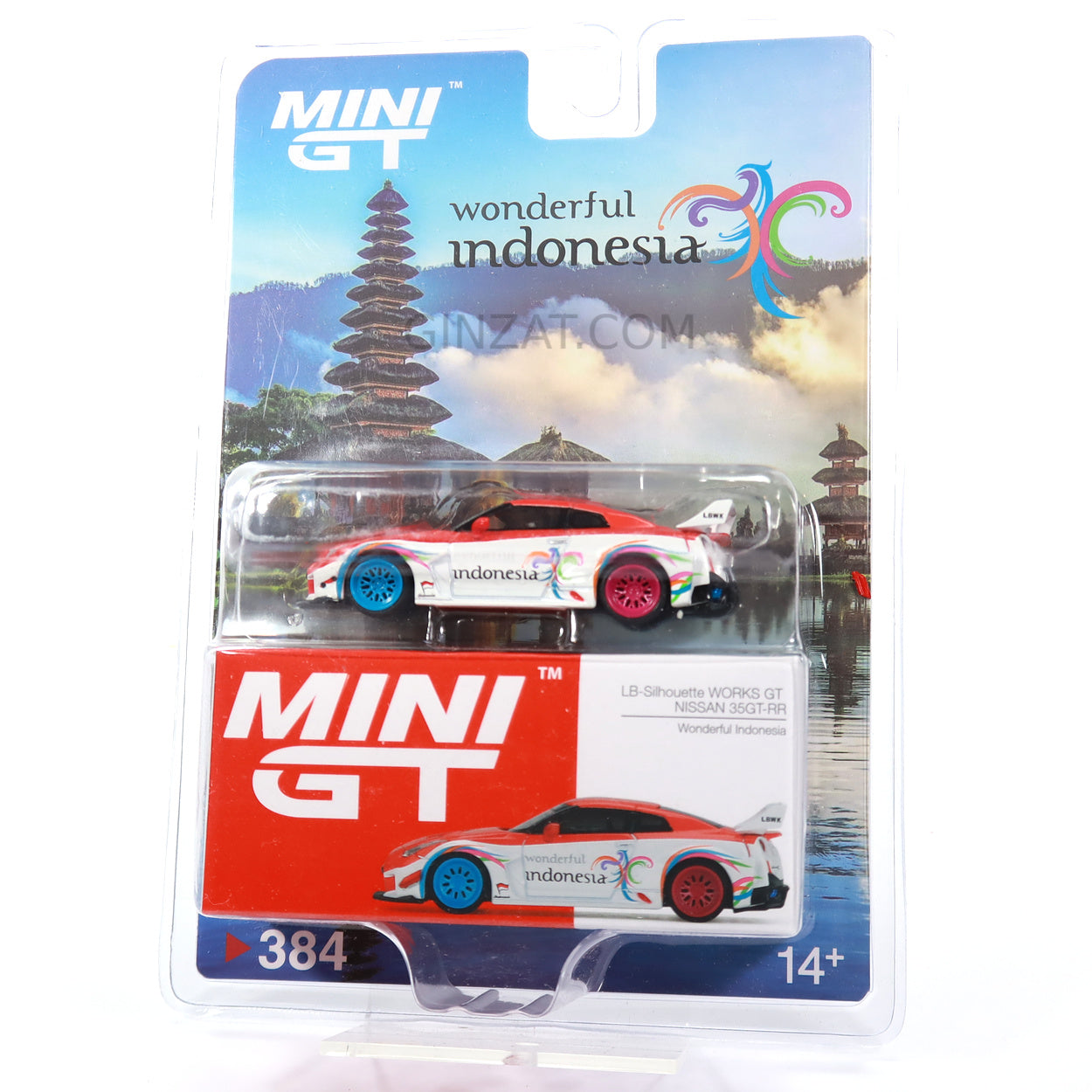 LB-Silhouette WORKS GT NISSAN 35GT-RR Wonderful Indonesia, MINI GT No.384 diecast model car