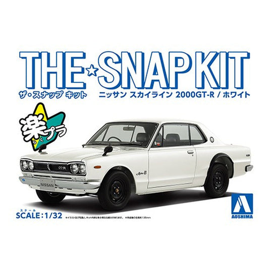 Nissan Skyline 2000GT-R (White), The Snap Kit, Aoshima Plastic Model Car (Scale 1/32)