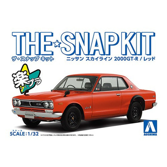 Nissan Skyline 2000GT-R (Red), The Snap Kit, Aoshima Plastic Model Car (Scale 1/32)