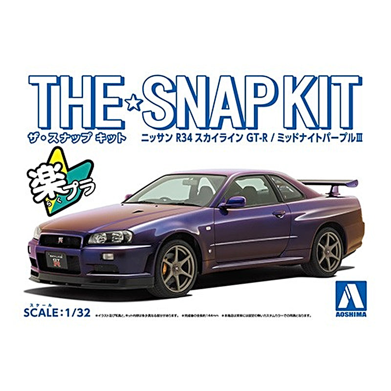 Nissan R34 Skyline GT-R (Midnight Purple III), The Snap Kit, Aoshima Plastic Model Car (Scale 1/32)