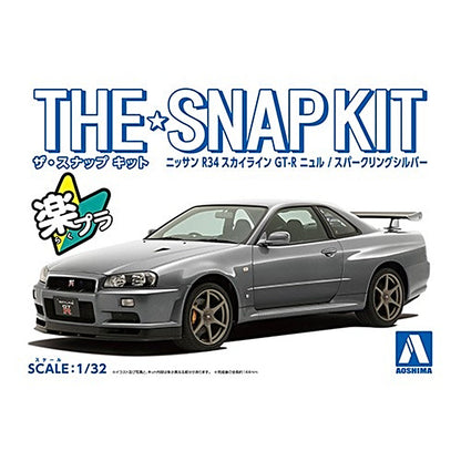 Nissan R34 Skyline GT-R Nur (Sparkling Silver), The Snap Kit, Aoshima Plastic Model Car (Scale 1/32)