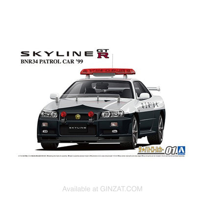 NISSAN BNR34 SKYLINE GT-R Patrol Car '99, Aoshima 1/24 Plastic Model Kit