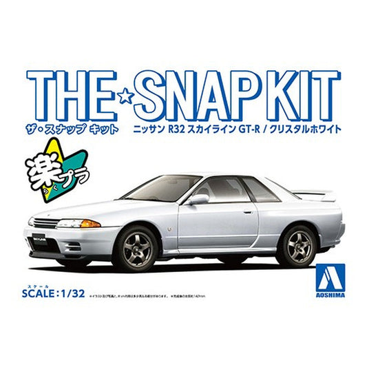 Nissan R32 Skyline GT-R (Crystal White), The Snap Kit, Aoshima Plastic Model Car (Scale 1/32)