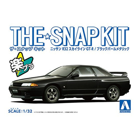 Nissan R32 Skyline GT-R (Black Pearl Metallic), The Snap Kit, Aoshima Plastic Model Car (Scale 1/32)