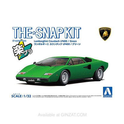 Lamborghini Countach LP400 (Green), The Snap Kit, Aoshima Plastic Model Car (Scale 1/32)