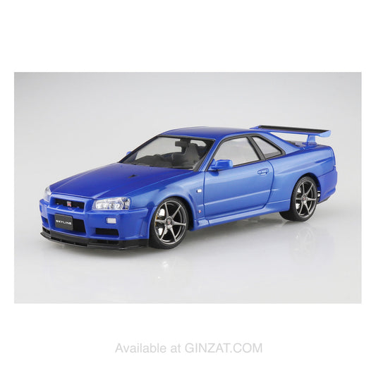 NISSAN BNR34 SKYLINE GT-R V?spec ? '00 Bayside Blue, Aoshima 1/24 Pre-Painted Plastic Model Kit