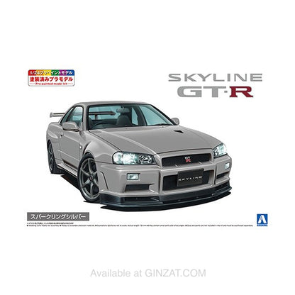 NISSAN BNR34 SKYLINE GT-R V?spec ? '00 Sparkling Silver, Aoshima 1/24 Pre-Painted Plastic Model Kit