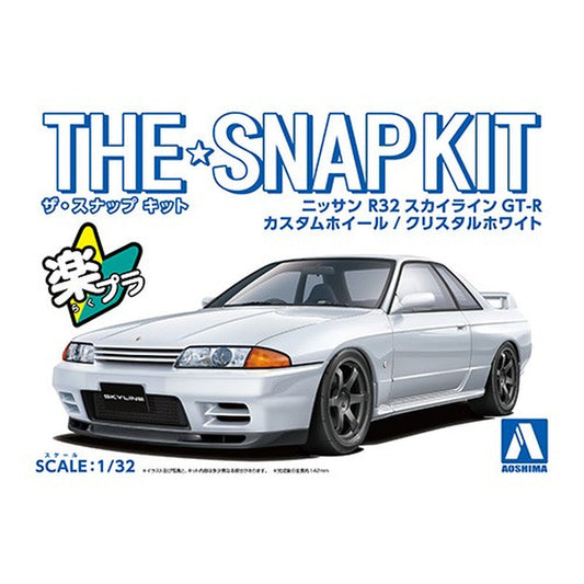 Nissan R32 Skyline GT-R Custom Wheel (Crystal White), The Snap Kit, Aoshima Plastic Model Car (Scale 1/32)