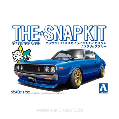 NISSAN C110 SKYLINE GT-R CUSTOM (METALLIC BLUE), The Snap Kit, Aoshima Plastic Model Car (Scale 1/32)