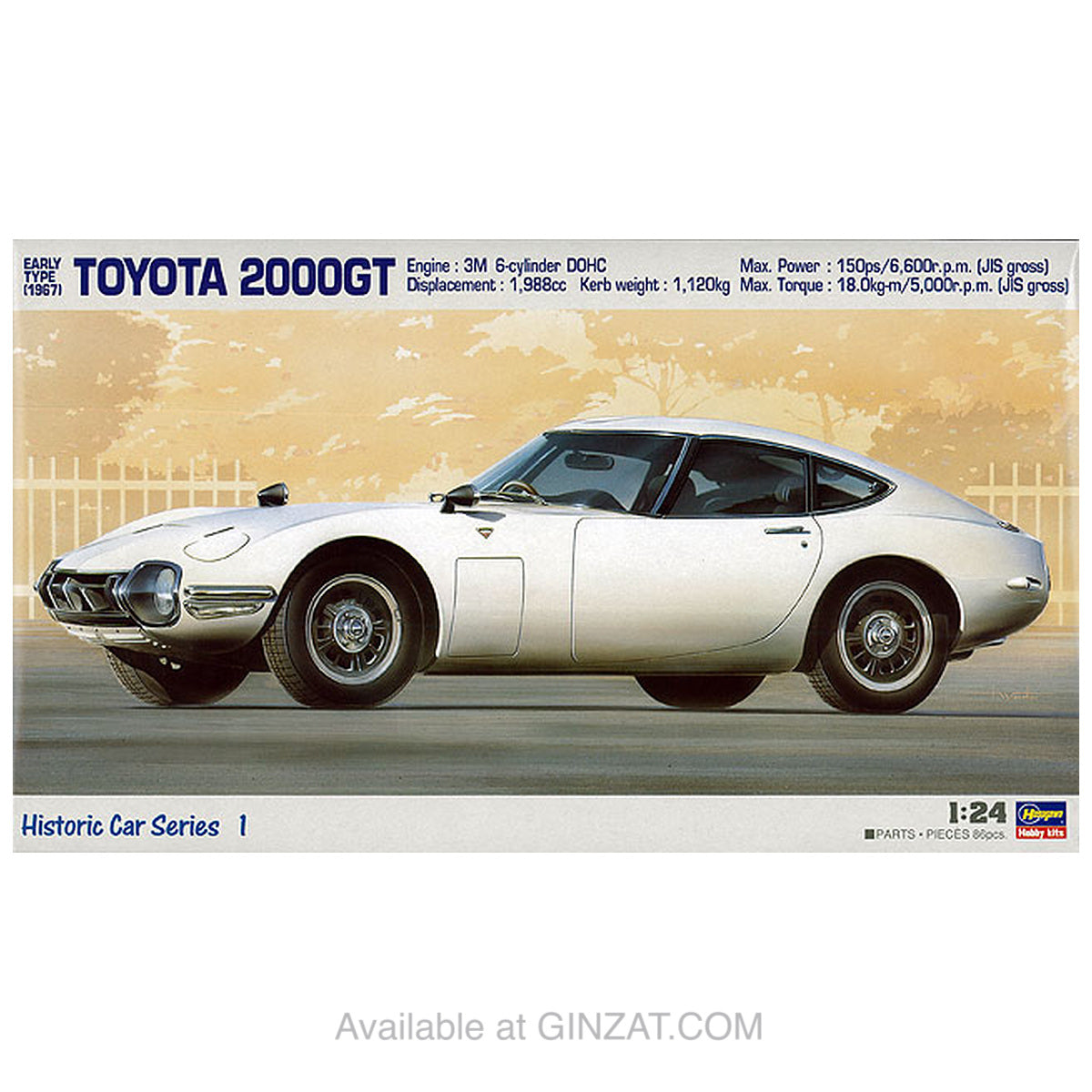 TOYOTA 2000GT, Hasegawa Plastic Model Kit (Scale 1/24)