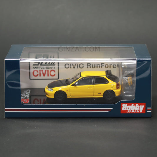 HONDA Civic Type R EK9 w/ Engine Display Cusomized Ver. Sunlight Yellow, Hobby Japan diecast model car