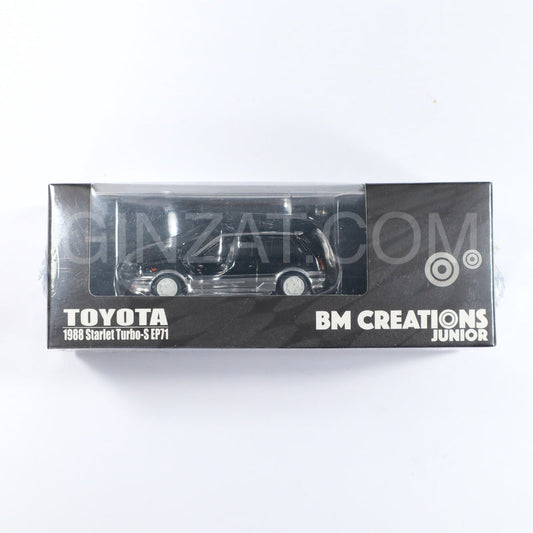 TOYOTA 1988 Starlet Turbo-S EP71 Black / Silver, BM Creations Junior diecast model car 1/64