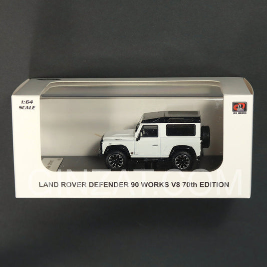 Land Rover Defender 90 Works V8 70th Edition White, LCD Models diecast model cars