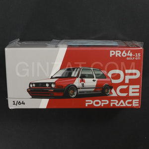 Volkswagen Golf GTI Red White, POP Race 1/64 diecast model car