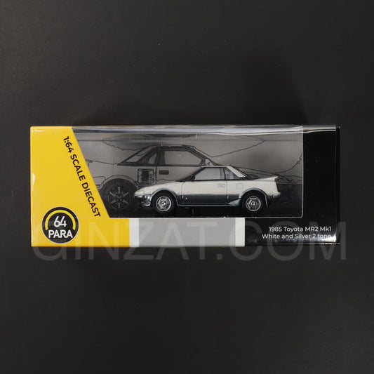 1985 Toyota MR2 Mk1 White & Silver Two Tone RHD, PARA64 diecast model car