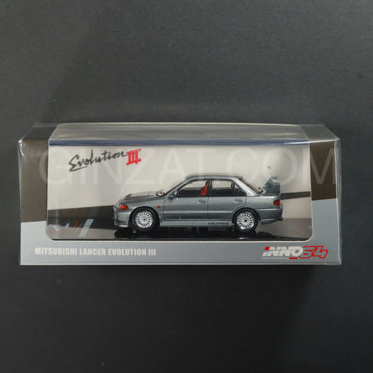 MITSUBISHI Lancer Evolution III (CE9A) GSR Metallic Grey with Extra Wheels And Decals INNO64 1/64