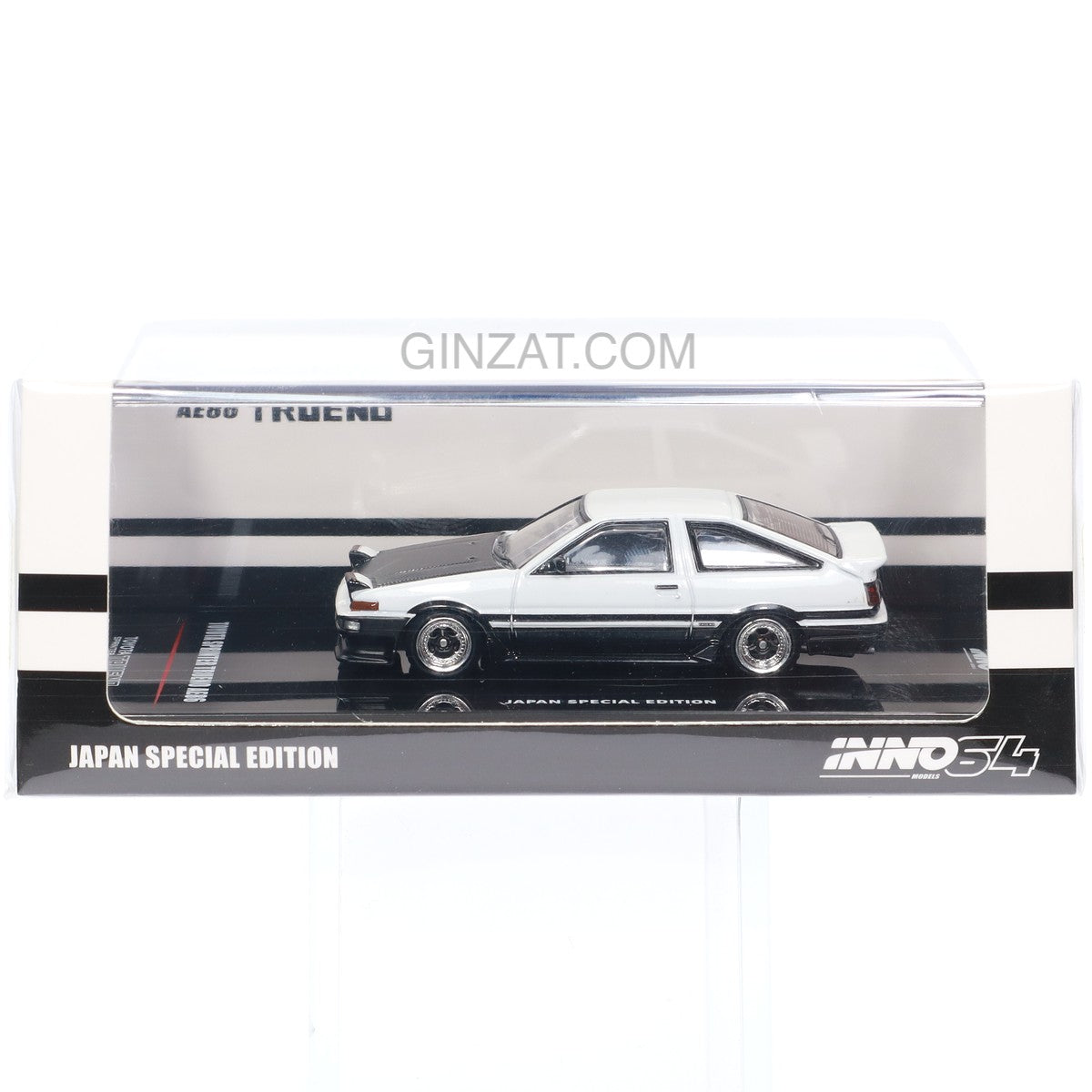 TOYOTA Sprinter Trueno AE86 White Black with extra wheels Japan Special Edition, INNO64 diecast model car