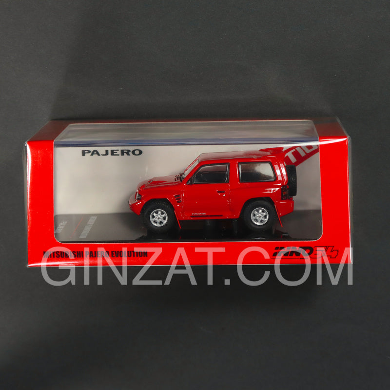 MITSUBISHI Pajero Evolution (2nd Gen) (V55W) Red with Extra Wheel, INNO64 diecast model car