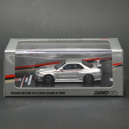 NISSAN Skyline GT-R (R34) NISMO R-Tune Silver, INNO64 diecast model car