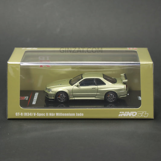 NISSAN Skyline GT-R (R34) V-Spec II Nur Millennium Jade, INNO64 diecast model car