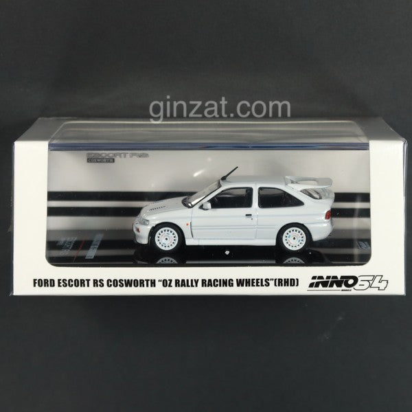 Ford Escort RS Cosworth White with OZ Rally Wheels, INNO64 diecast model