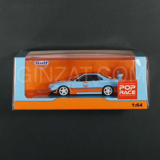 NISSAN GT-R R34 "GULF" Livery, Pop Race diecast model car