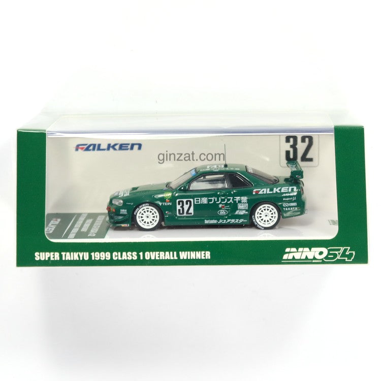 Nissan Skyline GT-R (R34) "Prince Chiba Falken" Super Taikyu 1999 Class 1 Overall Winner, INNO64 diecast model car