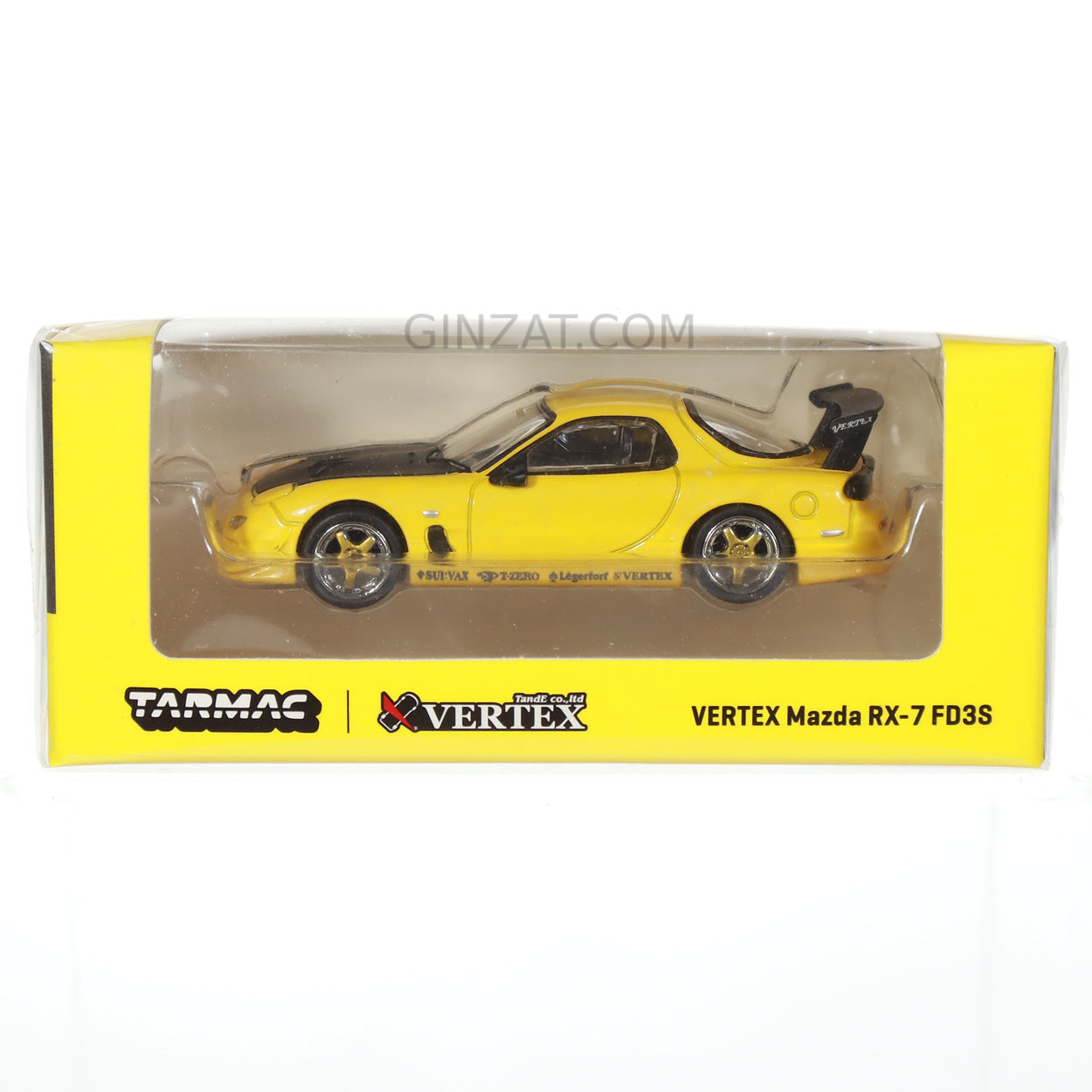 VERTEX MAZDA RX-7 FD3S Yellow Metallic, Tarmac Works diecast model car