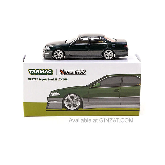 Vertex Toyota Mark II JZX100 Dark Green Metallic, Tarmac Works diecast model car