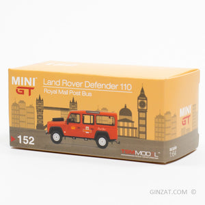 LAND ROVER Defender 110 Royal Mail Post Bus, MINI GT No.152 diecast model car