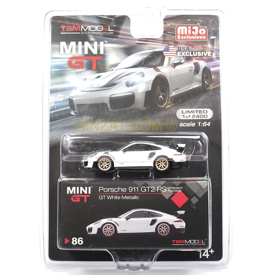 PORSCHE 911 GT2 RS GT White Metallic, MINI GT 86 diecast model 1/64 (Blister Pack Version) Ginzat Australia