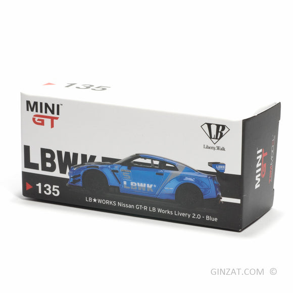 LB Works Nissan GT-R LB Works Livery 2.0 Blue, MINI GT No.135 diecast model  car