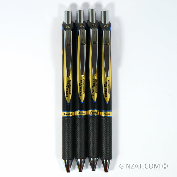 Pentel Energel Permanent Gel Pen Pack of 4 - 0.5mm, Blue Ink (BLP75-C)