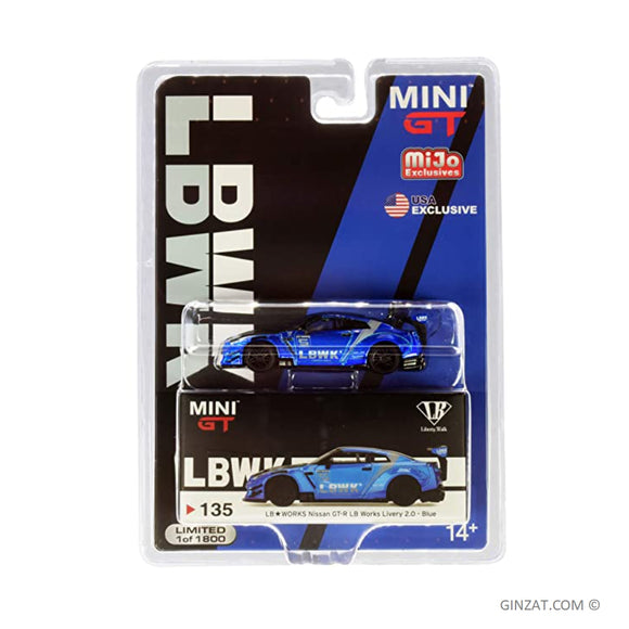 NISSAN GT-R LB Works Livery 2.0 - Blue, MINI GT diecast model 1/64 (Blister Pack Version)